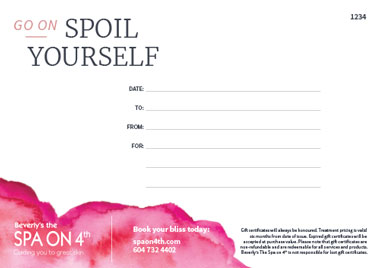 Vancouver Spa Gift Certificates, spa vancouver